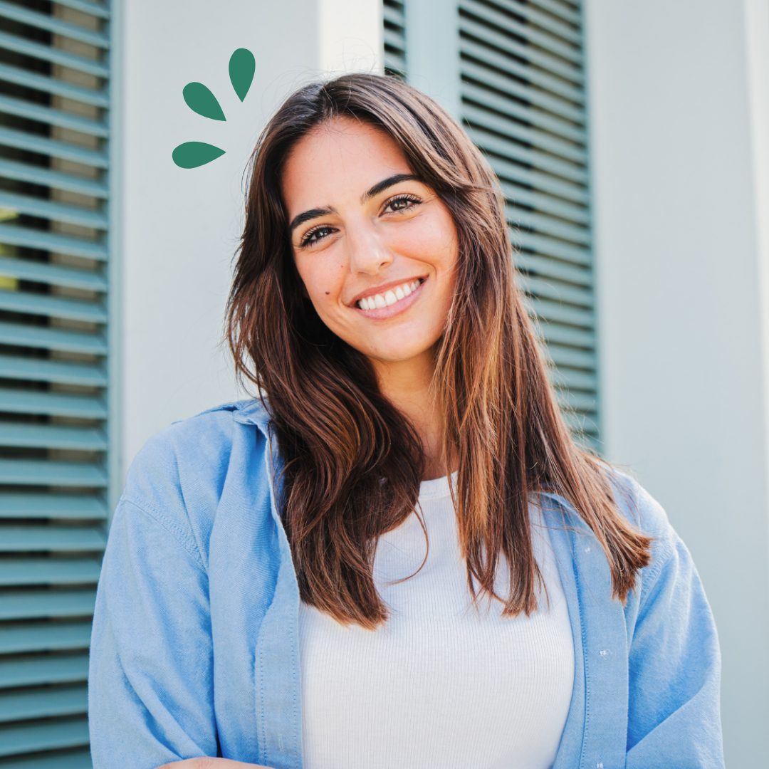 Young woman smiling front on