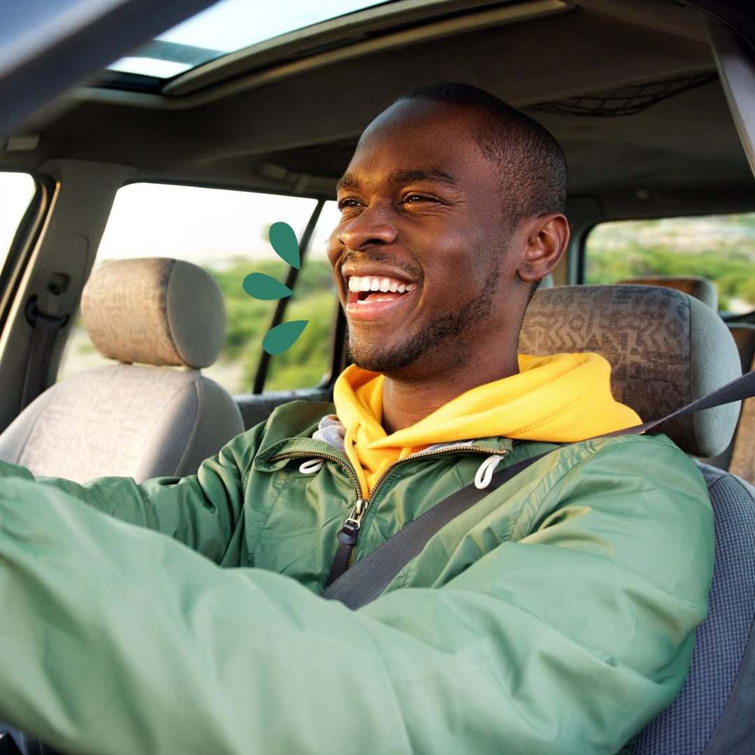 Man test driving a car