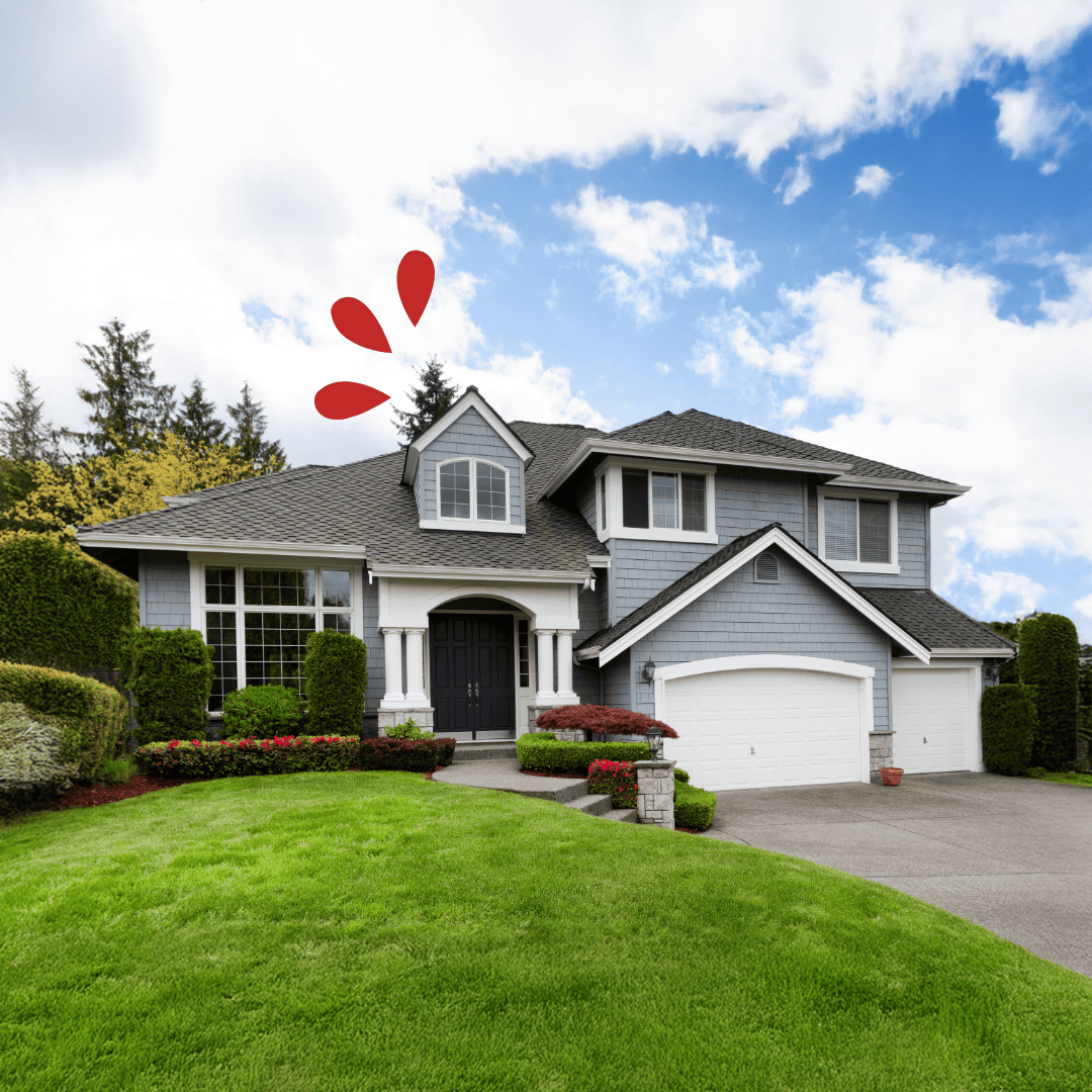 Mortgage Loans Front shot of a modern home with a front yard and driveway